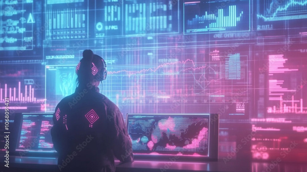 Concept of AI in financial services with digital graphs and growth charts. Concept of AI in financial services with digital graphs and growth charts.
