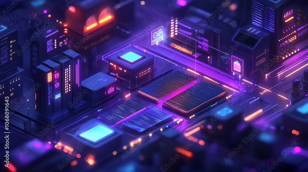 Explore the futuristic cityscape of neon technology Explore the futuristic cityscape of neon technology