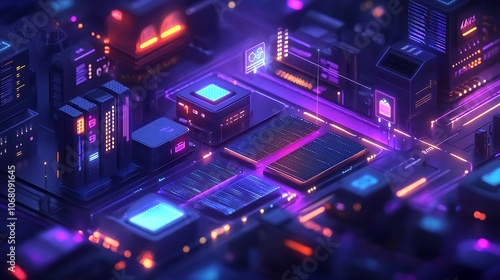 Explore the futuristic cityscape of neon technology