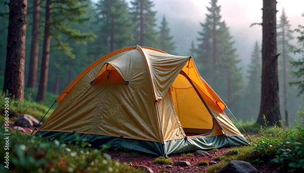 Emergency Shelter Tent in Dewy Forest Emergency Shelter Tent in Dewy Forest