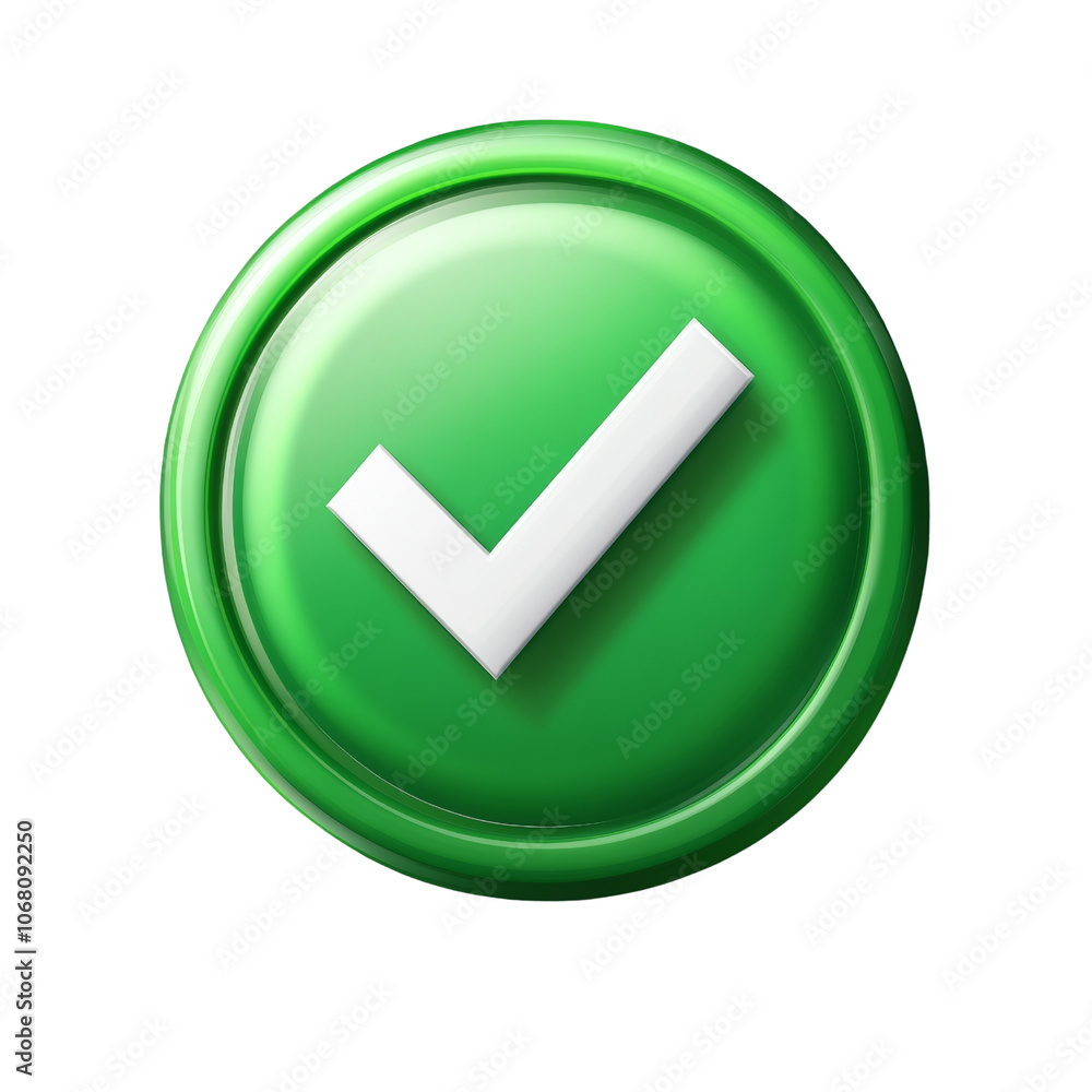 3D Green Checkmark Icon in Circle - Confirmation Symbol 3D Green Checkmark Icon in Circle - Confirmation Symbol