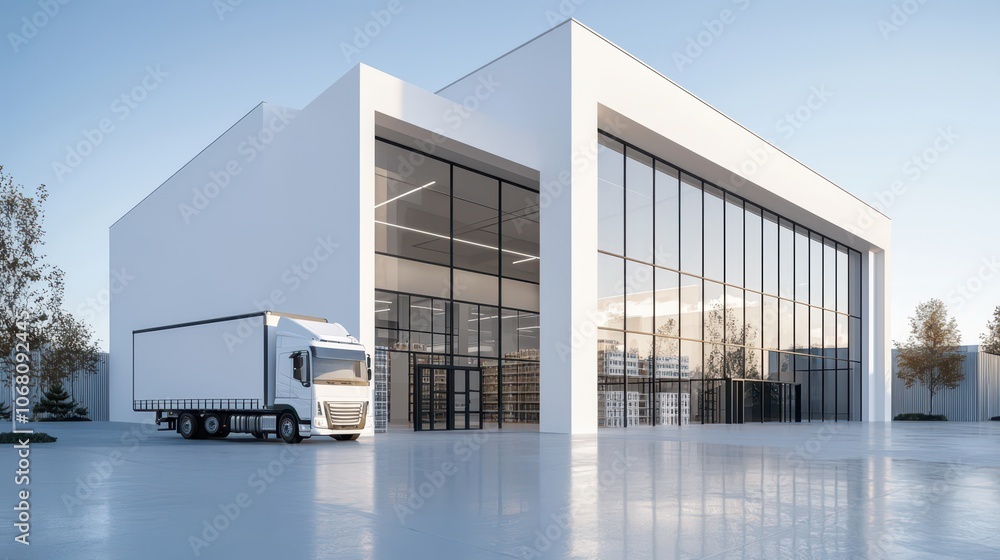 Modern Warehouse Building Truck Delivery Modern Warehouse Building Truck Delivery