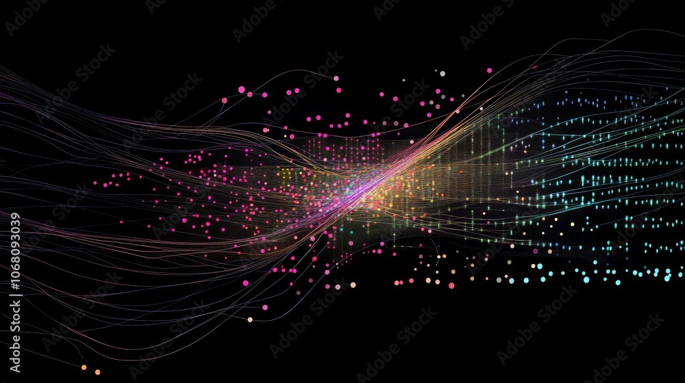 Obraz premium Machine learning model training displayed as a digital graph with data points.