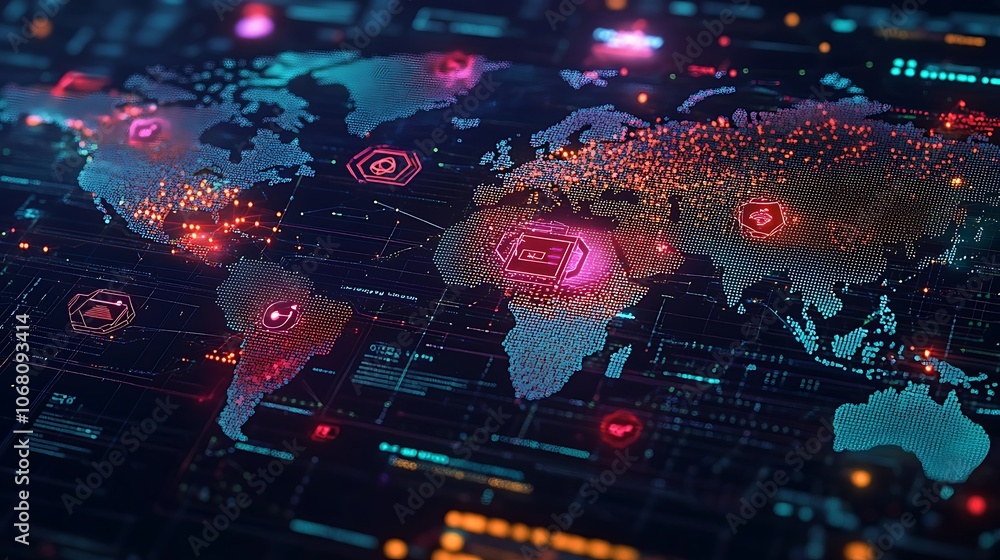 Fototapeta premium Explore global connectivity through advanced technology mapping