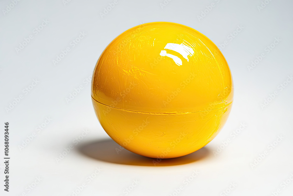 Yellow street hockey ball with a smooth finish on a white background Yellow street hockey ball with a smooth finish on a white background