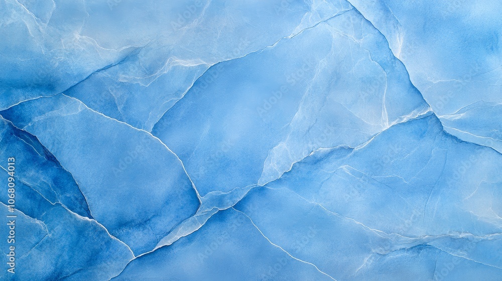 Naklejka premium Mesmerizing ice crystal tapestry, serene blue backdrop of winter's delicate artistry