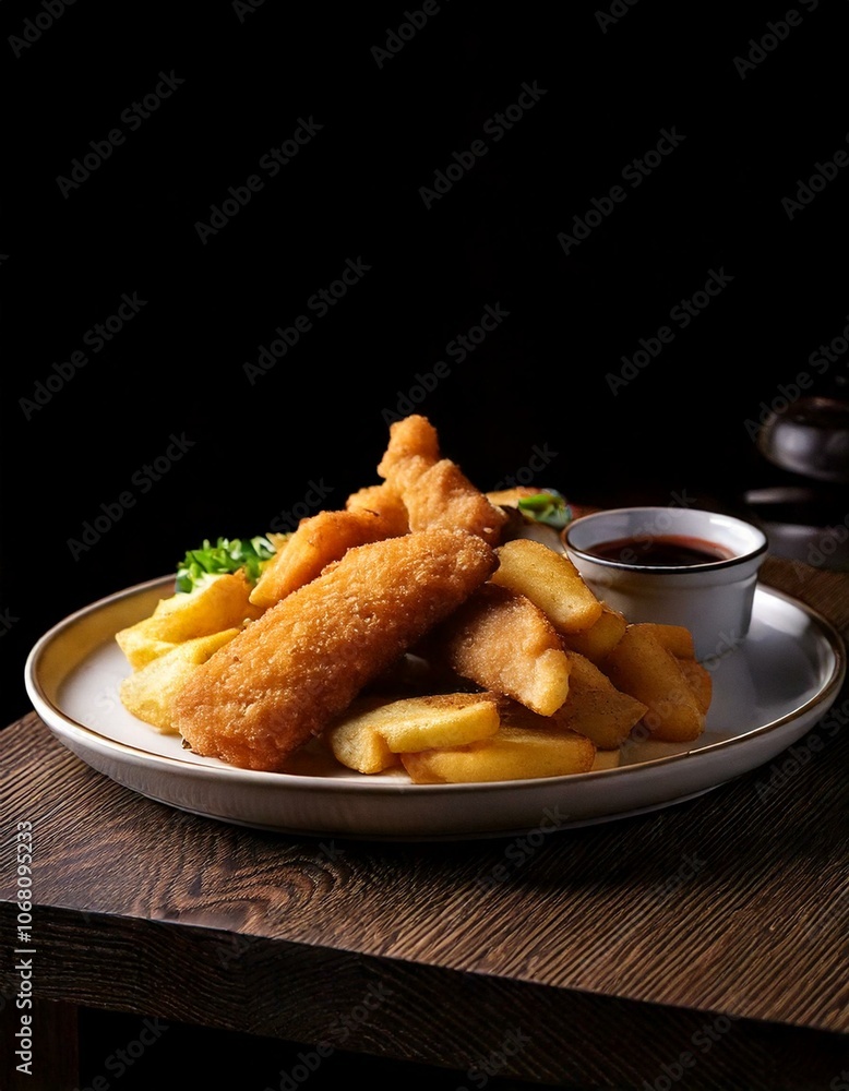 Pescado frito con papas fritas Pescado frito con papas fritas