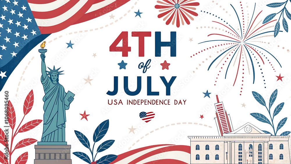 Fototapeta premium 4th of July USA Independence Day Poster Design on Transparent Background