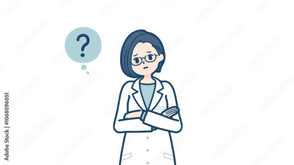 Doctor woman_think and Not Understand_with alpha channel Doctor woman_think and Not Understand_with alpha channel