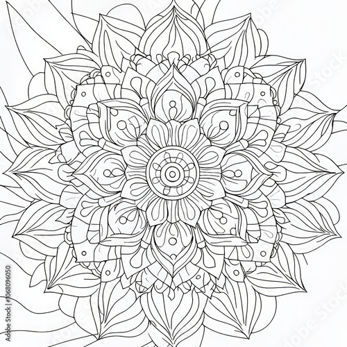 Intricate mandala design for coloring or artistic expression.