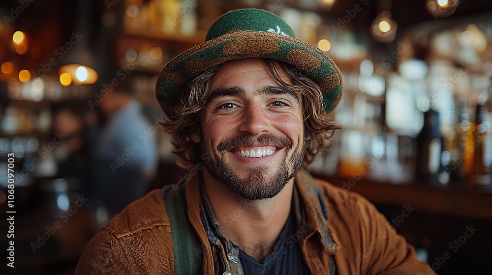 A happy man in a leprechaun hat enjoys St. Patrick’s Day celebrations, representing Ireland’s famous holiday. A happy man in a leprechaun hat enjoys St. Patrick’s Day celebrations, representing Ireland’s famous holiday.