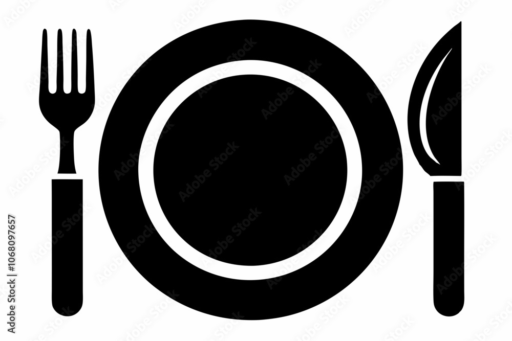 Dish, fork, knife and plate icon set, cutlery vector icon collection.
Dish, fork, knife and plate icon set, cutlery vector icon collection.