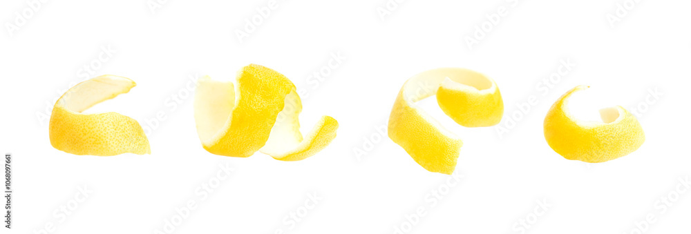 Yellow lemon peel isolated on white background, Fresh lemon peel Yellow lemon peel isolated on white background, Fresh lemon peel