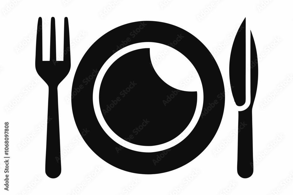 Dish, fork, knife and plate icon set, cutlery vector icon collection.
Dish, fork, knife and plate icon set, cutlery vector icon collection.