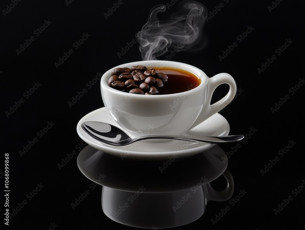 Obraz premium A cup of coffee with steam rising from it. AI.