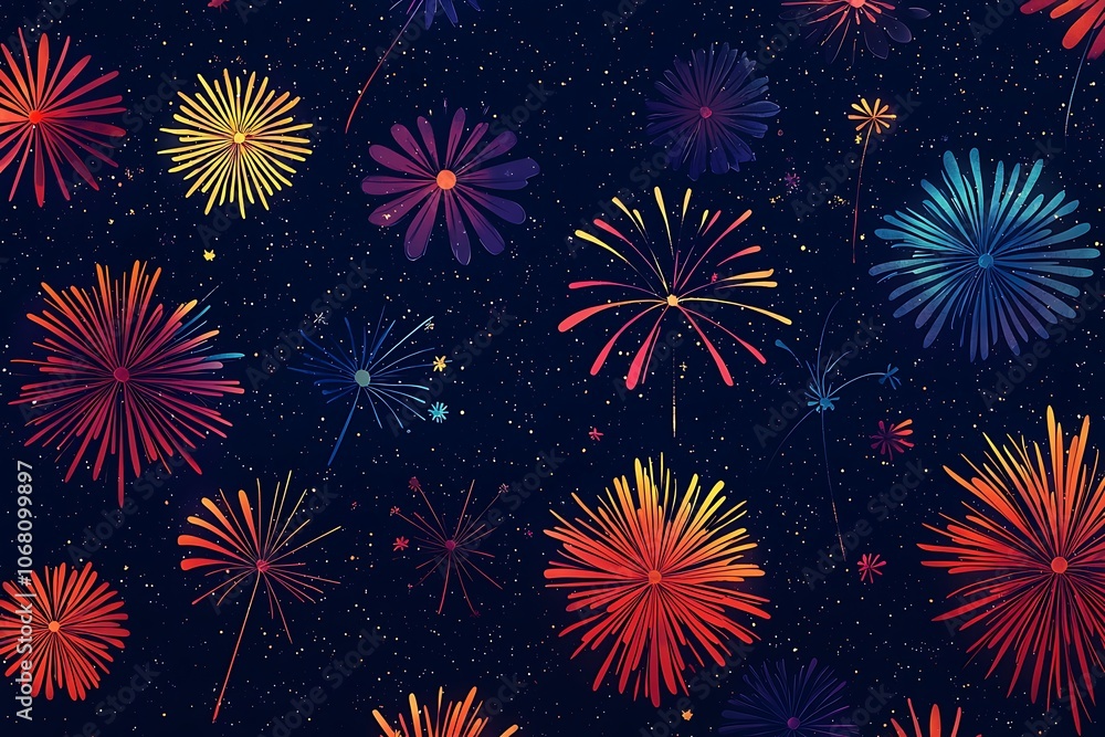 Naklejka premium Fireworks display, fireworks bloom in the sky