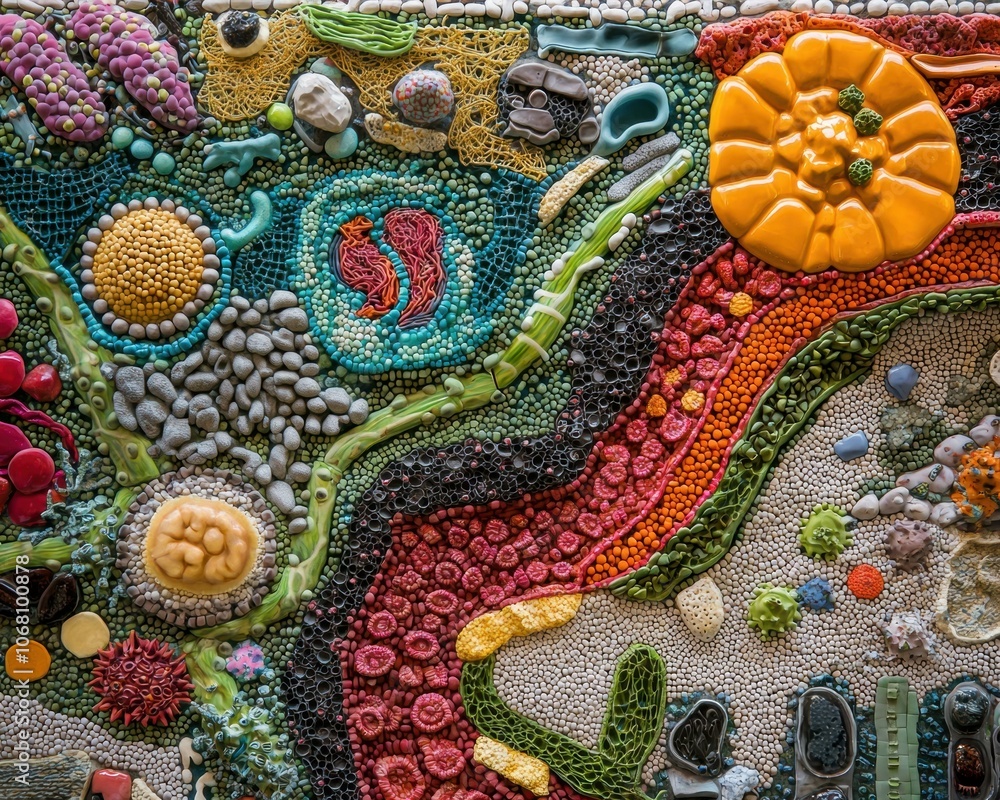 A colorful mosaic made of small stones and other materials. AI. A colorful mosaic made of small stones and other materials. AI.