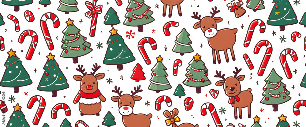 Christmas Reindeer and Tree Pattern Christmas Reindeer and Tree Pattern