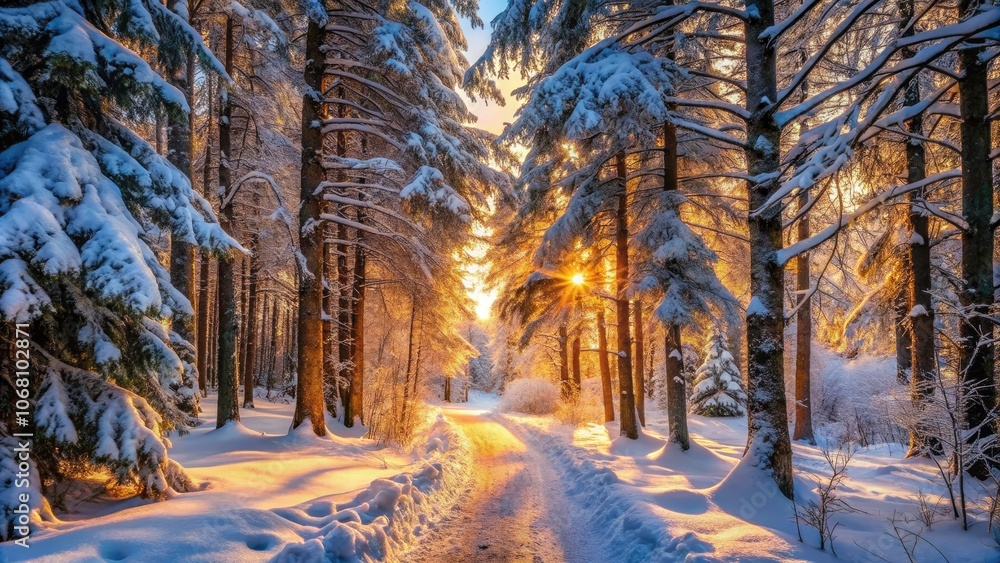 Snowy Forest Path in Winter Light - Tranquil Winter Landscape, Snow-Covered Trees, Sunlit Forest Trail, Peaceful Nature Scene, Winter Wonderland, Serene Pathway, Frosty Environment, Outdoor Adventure Snowy Forest Path in Winter Light - Tranquil Winter Landscape, Snow-Covered Trees, Sunlit Forest Trail, Peaceful Nature Scene, Winter Wonderland, Serene Pathway, Frosty Environment, Outdoor Adventure