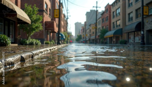 Wallpaper Mural Post-Flood Urban Landscape with Submerged Streets Torontodigital.ca