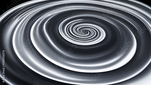 Whirling liquid platinum surface glowing with a soft internal light transitioning from dark to light, Ai Generated