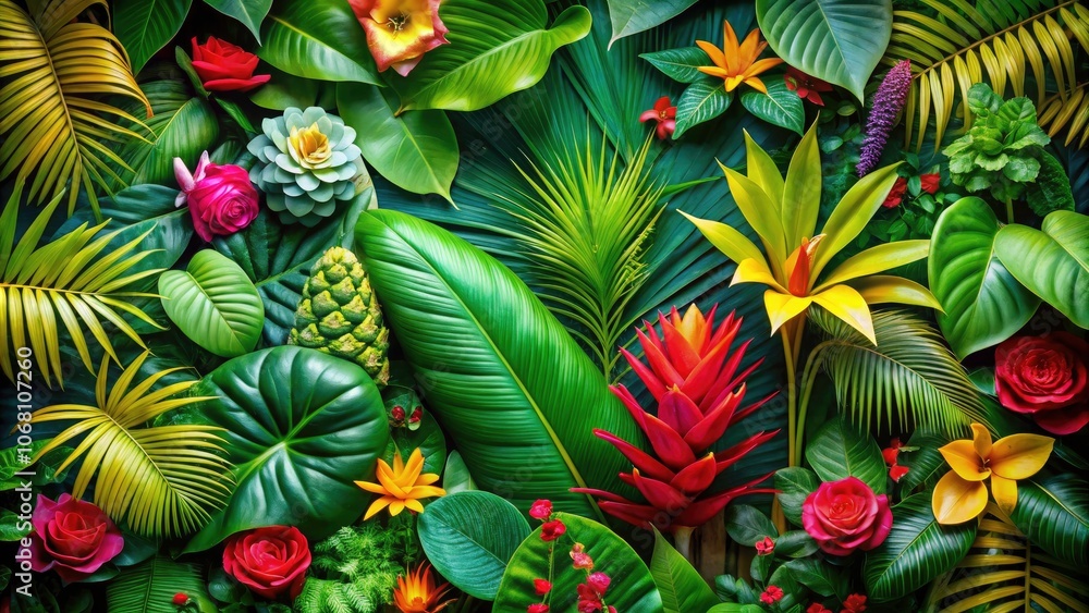 Tropical Botanical Elements for Summer Decoration - Lush Greenery, Vibrant Flowers, Exotic Foliage for Stunning Summer Home Décor, Interior Design Inspiration, and Vibrant Outdoor Spaces Tropical Botanical Elements for Summer Decoration - Lush Greenery, Vibrant Flowers, Exotic Foliage for Stunning Summer Home Décor, Interior Design Inspiration, and Vibrant Outdoor Spaces