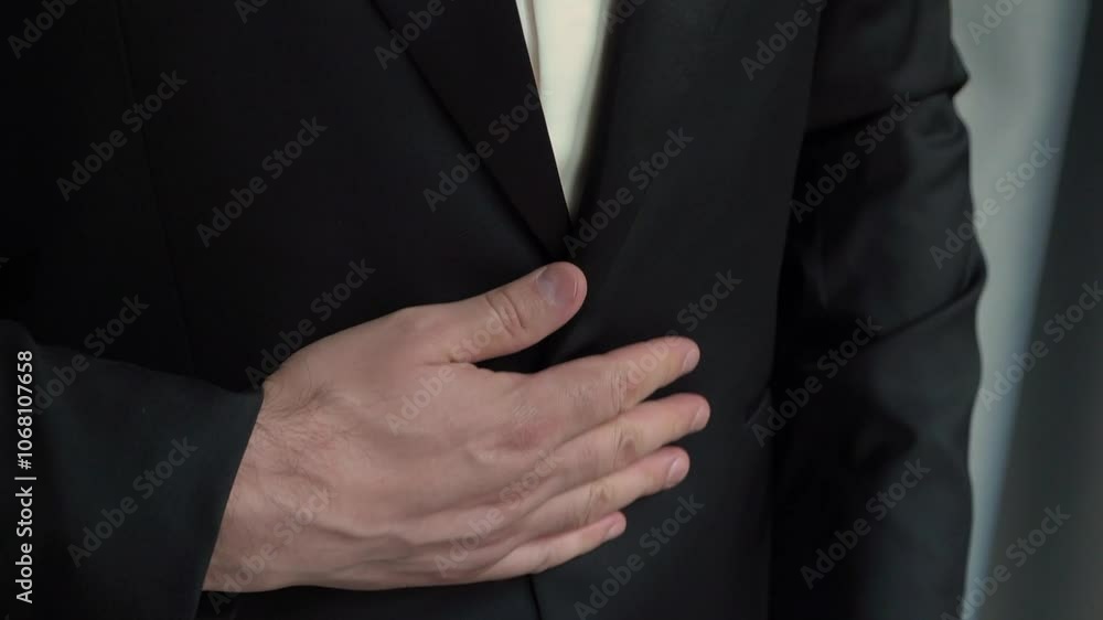 A stylish and sophisticated gentleman in a classic tuxedo prepares meticulously for an elegant formal event A stylish and sophisticated gentleman in a classic tuxedo prepares meticulously for an elegant formal event