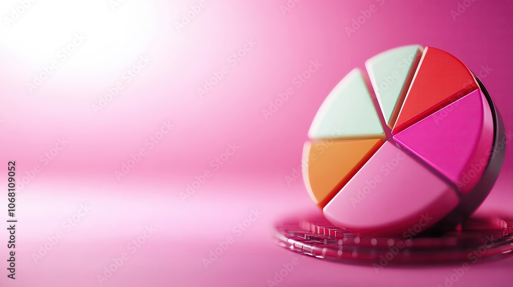 Obraz premium Business plan presentation with a pie chart, illustrating market share analysis in a clean, pastel color scheme, emphasizing negative space