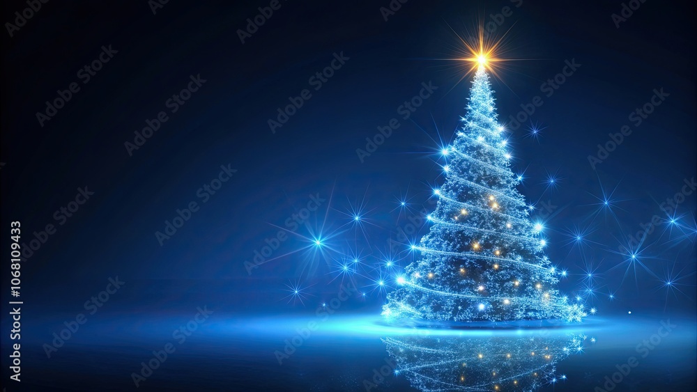 Abstract glowing Christmas spruce tree set against a dark blue background, Christmas, spruce tree, glowing, abstract Abstract glowing Christmas spruce tree set against a dark blue background, Christmas, spruce tree, glowing, abstract