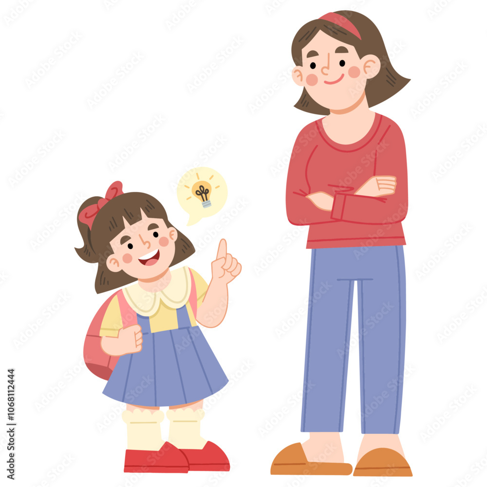 Vector illustration of little girl talking to mother Vector illustration of little girl talking to mother