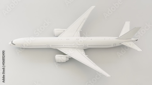 Model plane airplane mock up in white color with clipping path - Top View