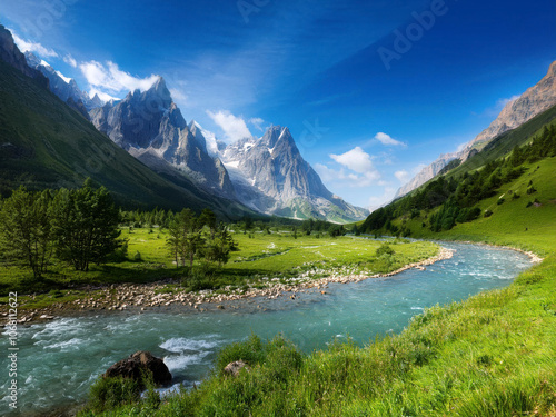 landscape with river and mountains