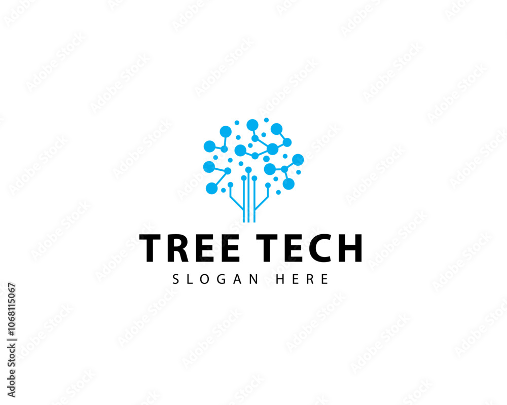 tree tech logo template. Innovative digital technology concept business icon. tree tech logo template. Innovative digital technology concept business icon.
