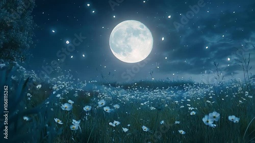 Enchanting Moonlit Night with Floating Particles Loop Background