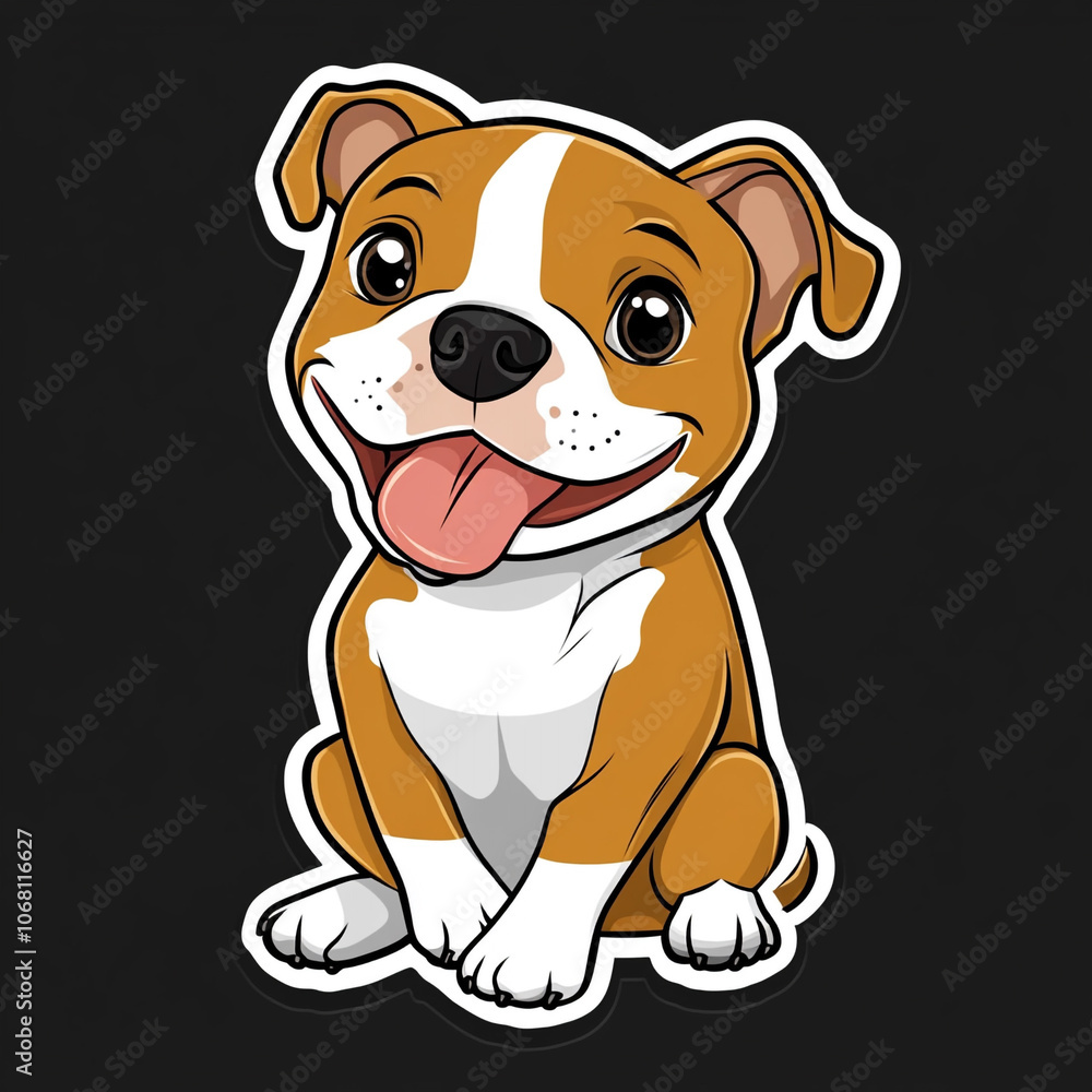 American Staffordshire Terrier Dog Chewing A Toy 2D Illustration American Staffordshire Terrier Dog Chewing A Toy 2D Illustration