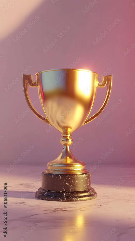 Brass steel trophy, dual handle neo-classic, isolated on white. Trophy is a tangible, durable reminder of a specific achievement, serves as recognition / evidence of merit, awarded for sporting events Brass steel trophy, dual handle neo-classic, isolated on white. Trophy is a tangible, durable reminder of a specific achievement, serves as recognition / evidence of merit, awarded for sporting events