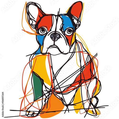 Boston Terrier Dog One-Line Drawing Create A Unique Minimalist Artwork for Dog Lovers photo