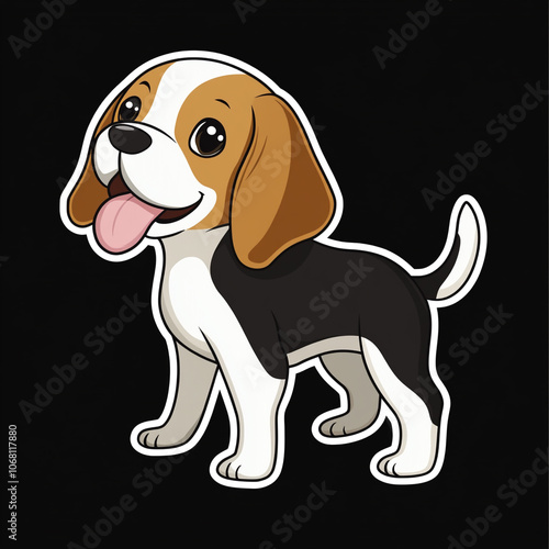 Beagle Dog Sniffing The Ground Cute Kawaii Style Full of Charm and Playfulness