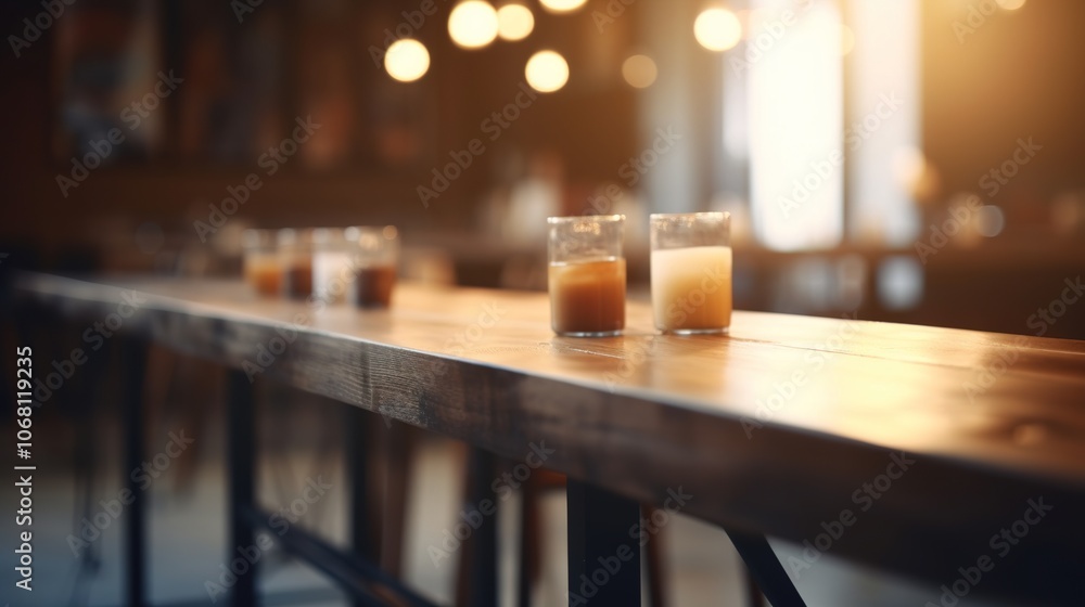 Warm Evening Drinks on Rustic Table Warm Evening Drinks on Rustic Table