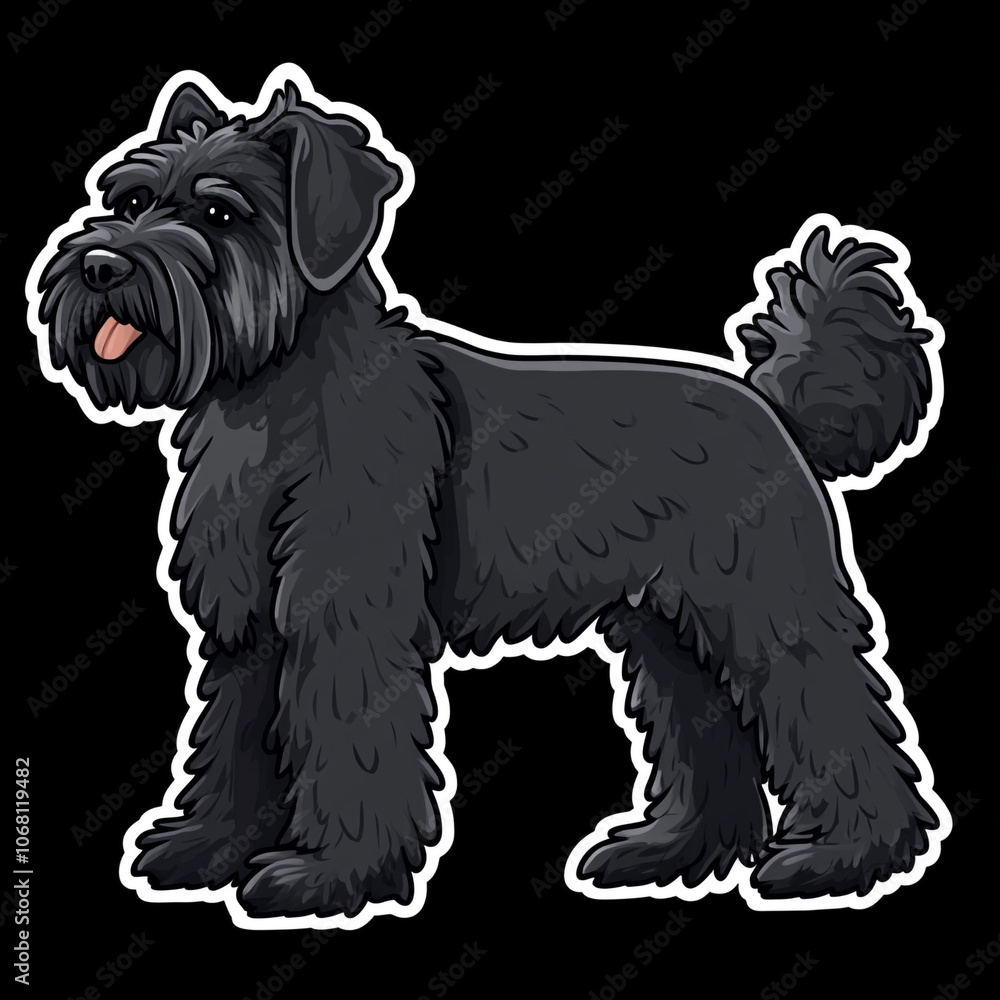Bouvier Des Flandres Dog Walking With Fluffy Coat 2D Bouvier Des Flandres Dog Walking With Fluffy Coat 2D