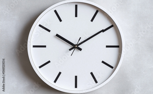 Wallpaper Mural Minimalist round wall clock with a simple, white face and black hands against a light background. Torontodigital.ca
