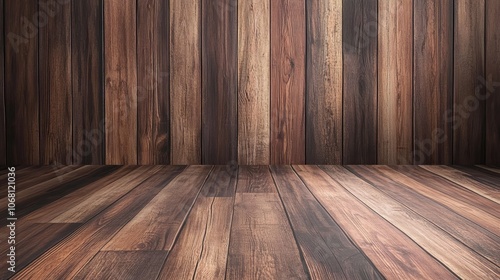 Dark plank wood floor texture perspective background for display or montage of productmock up template for your design