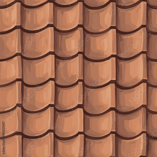 Seamless Terracotta Roof Tile Pattern Texture