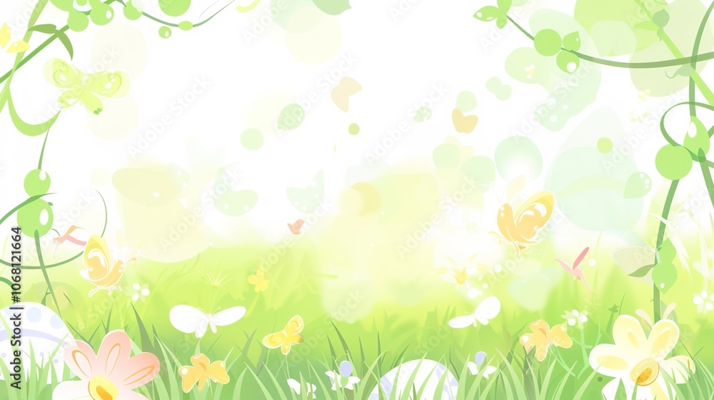 Easter border background offers a charming and festive look. A delightful display of springtime celebration Easter border background offers a charming and festive look. A delightful display of springtime celebration