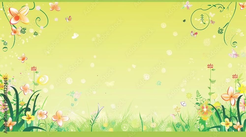 Easter border background offers a charming and festive look. A delightful display of springtime celebration Easter border background offers a charming and festive look. A delightful display of springtime celebration