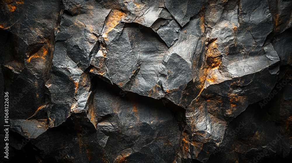 dark, textured black rock surface with dramatic lighting highlights. The rugged texture and deep shadows convey resilience, strength, and a mysterious natural beauty dark, textured black rock surface with dramatic lighting highlights. The rugged texture and deep shadows convey resilience, strength, and a mysterious natural beauty