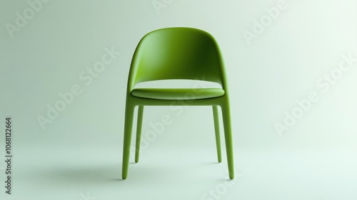 A single, modern, green chair isolated on a white background.