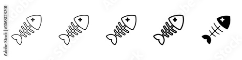fish bone icon Simple outline illustration