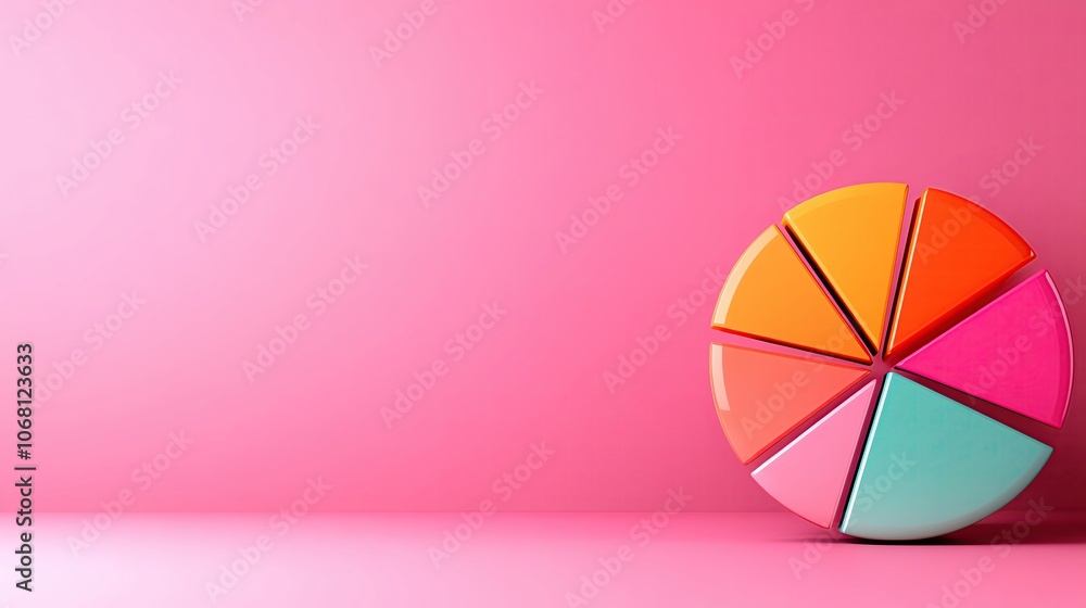 Obraz premium Business plan presentation with a pie chart, representing competitive analysis and positioning, designed in pastel hues with a clean and minimalistic approach