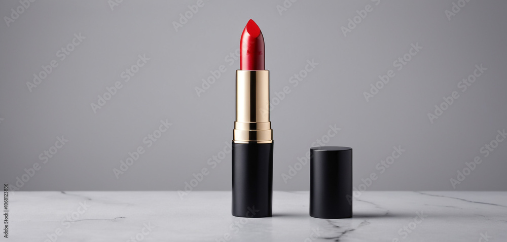 Vibrant red lipstick on white background Vibrant red lipstick on white background